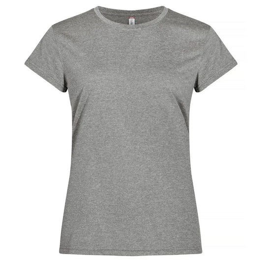 Grey Melange - Front - Clique Womens-Ladies Basic Active Interlock T-Shirt