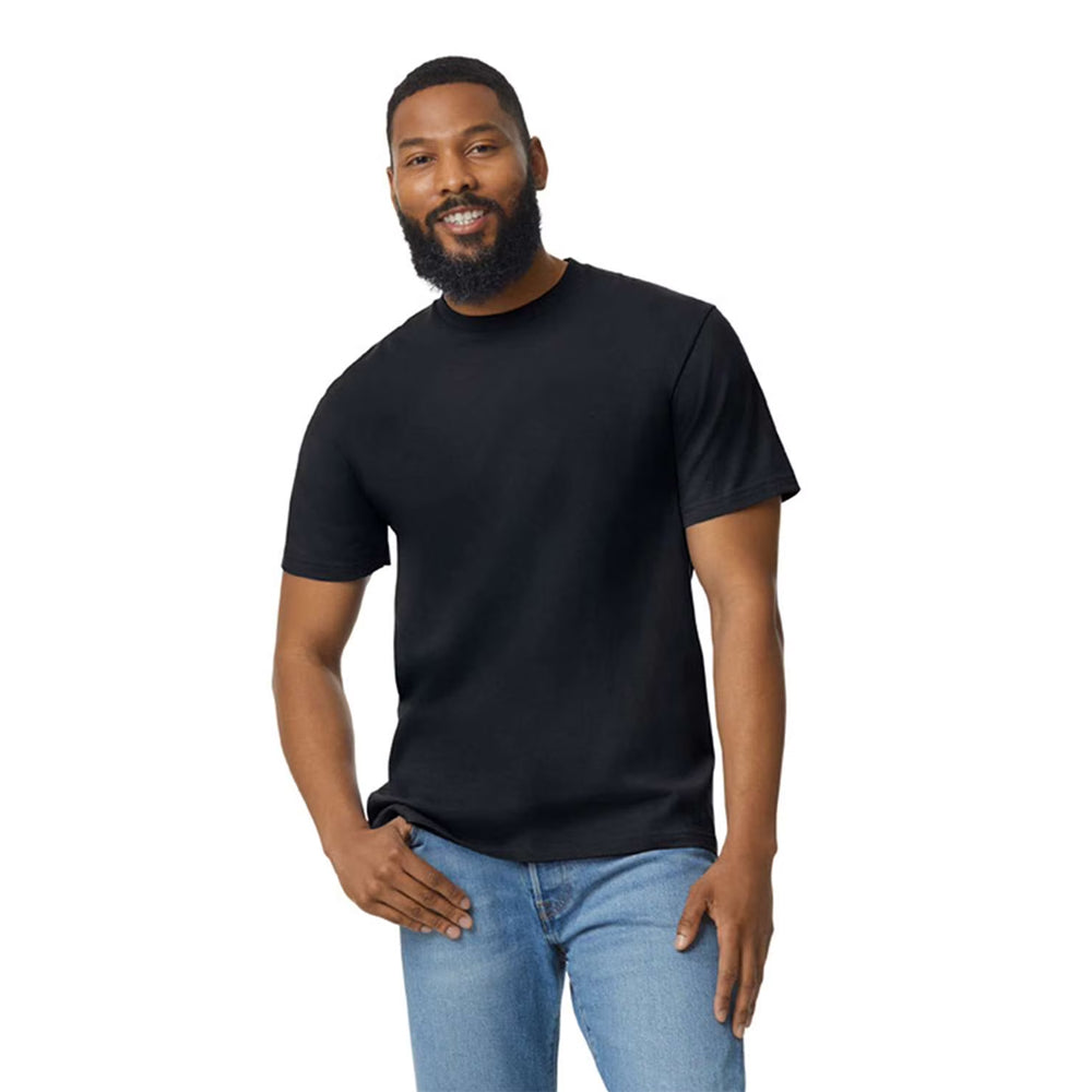 Pitch Black - Side - Gildan Mens Softstyle Enzyme Washed Midweight T-Shirt