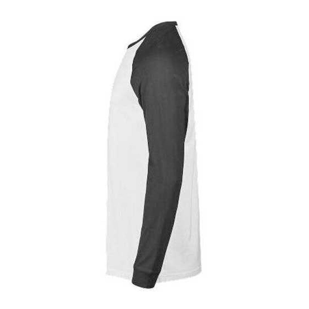 White-Black - Side - Tee Jays Mens Unlabeled Long-Sleeved Baseball T-Shirt