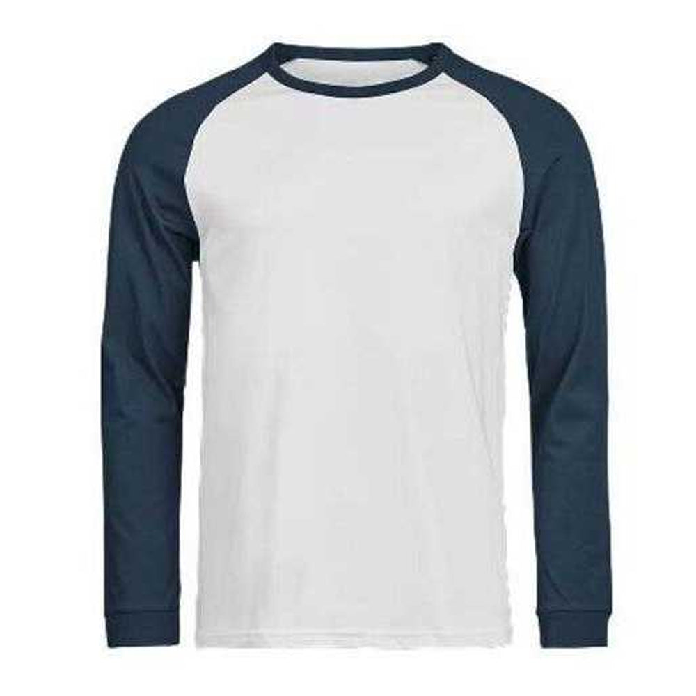 White-Ink - Front - Tee Jays Mens Unlabeled Long-Sleeved Baseball T-Shirt