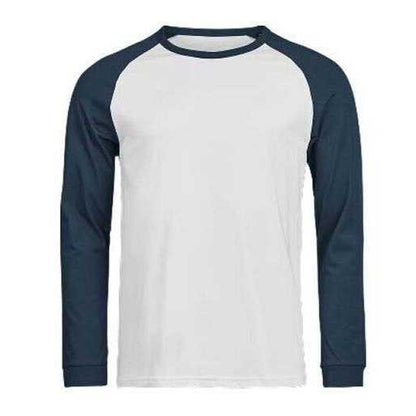 White-Ink - Front - Tee Jays Mens Unlabeled Long-Sleeved Baseball T-Shirt