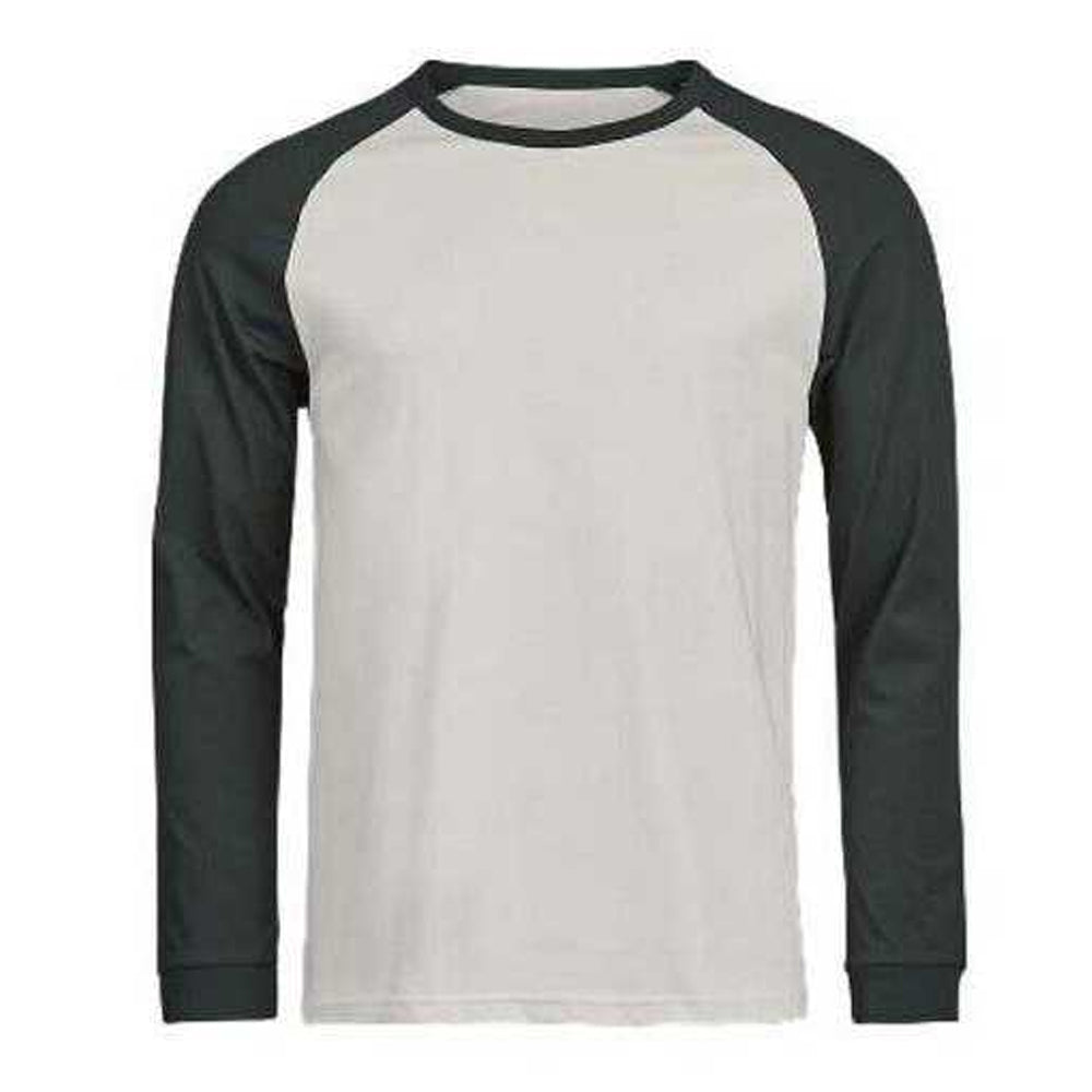 Cement-Dark Green - Front - Tee Jays Mens Unlabeled Long-Sleeved Baseball T-Shirt