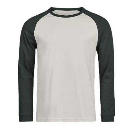 Cement-Dark Green - Front - Tee Jays Mens Unlabeled Long-Sleeved Baseball T-Shirt