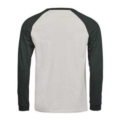 Cement-Dark Green - Back - Tee Jays Mens Unlabeled Long-Sleeved Baseball T-Shirt
