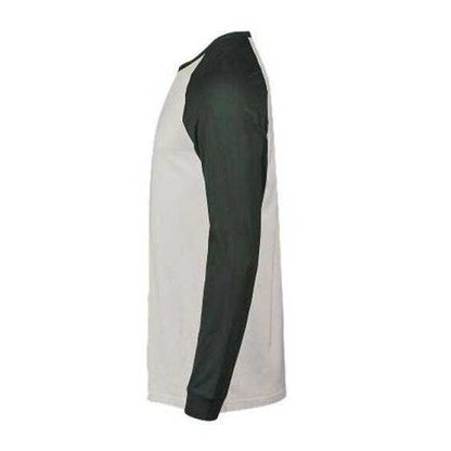 Cement-Dark Green - Side - Tee Jays Mens Unlabeled Long-Sleeved Baseball T-Shirt