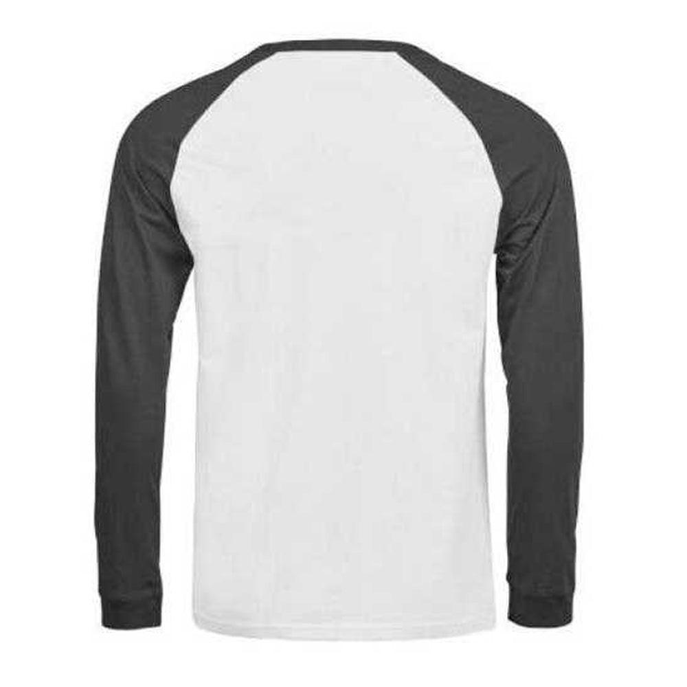 White-Black - Back - Tee Jays Mens Unlabeled Long-Sleeved Baseball T-Shirt
