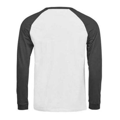 White-Black - Back - Tee Jays Mens Unlabeled Long-Sleeved Baseball T-Shirt
