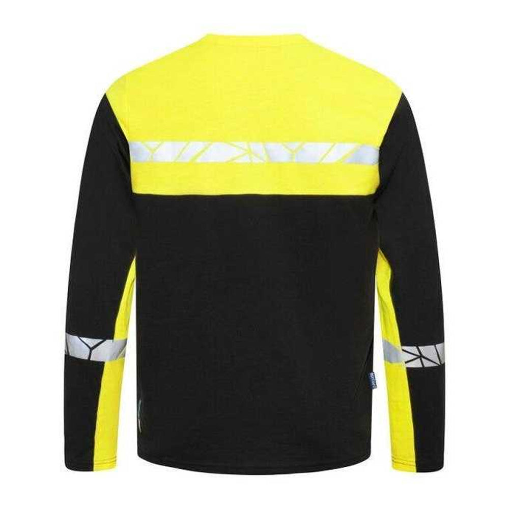 Black-Yellow - Back - Projob Mens Progression 7002 Long-Sleeved T-Shirt