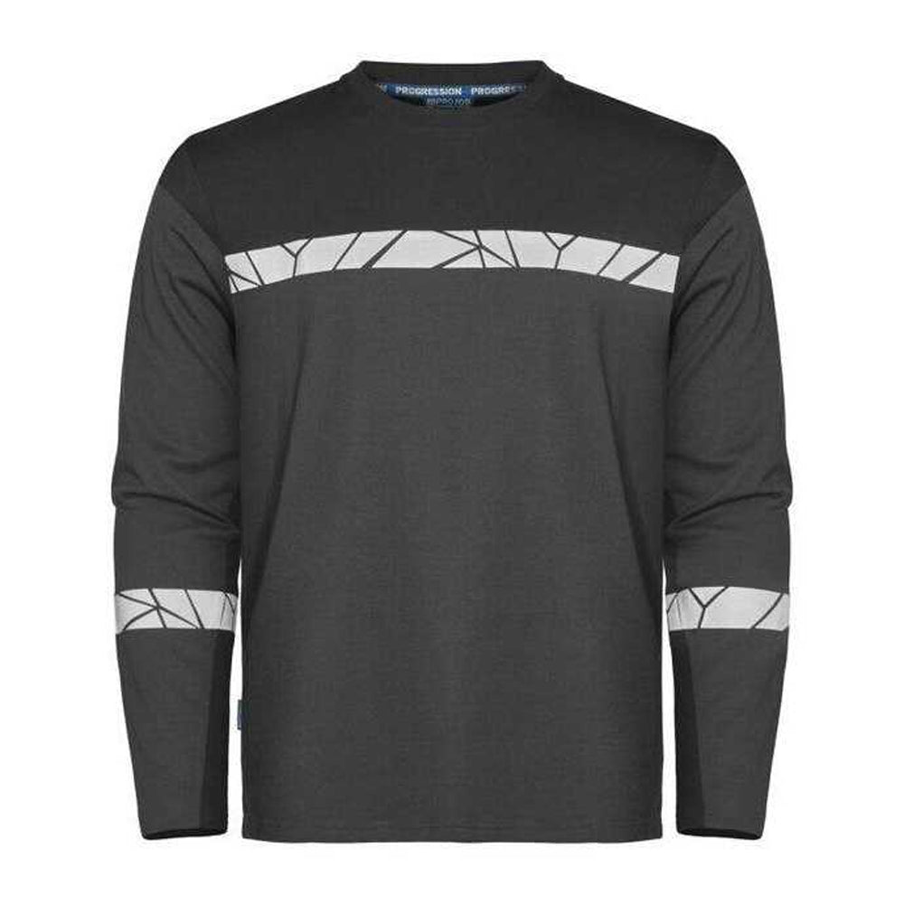 Grey-Black - Front - Projob Mens Progression 7002 Long-Sleeved T-Shirt