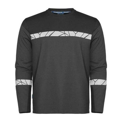 Grey-Black - Front - Projob Mens Progression 7002 Long-Sleeved T-Shirt