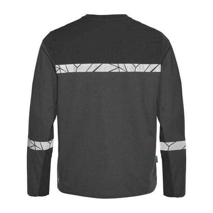 Grey-Black - Back - Projob Mens Progression 7002 Long-Sleeved T-Shirt