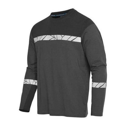 Grey-Black - Pack Shot - Projob Mens Progression 7002 Long-Sleeved T-Shirt