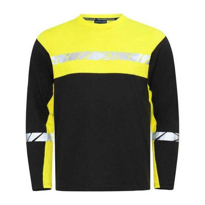 Black-Yellow - Front - Projob Mens Progression 7002 Long-Sleeved T-Shirt