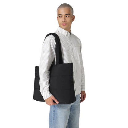 Black - Side - Bagbase Quilted Tote Bag