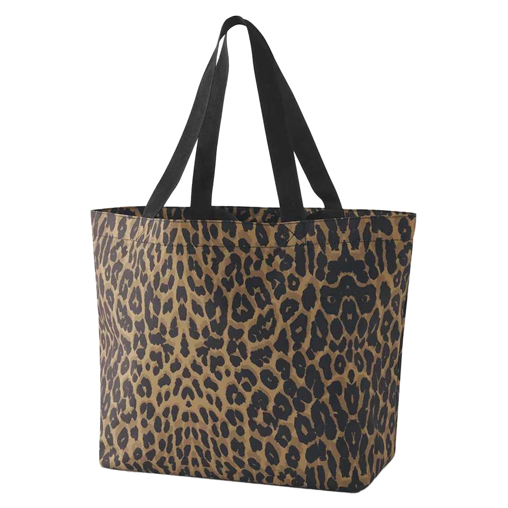 Brown-Black - Back - Bagbase Leopard Print Tote Bag