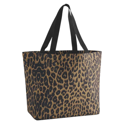 Brown-Black - Front - Bagbase Leopard Print Tote Bag