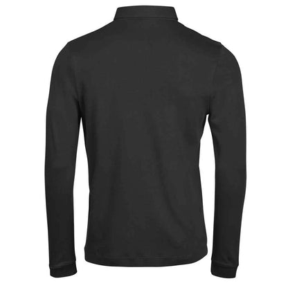 Black - Back - Tee Jays Mens Pima Cotton Long-Sleeved Polo Shirt