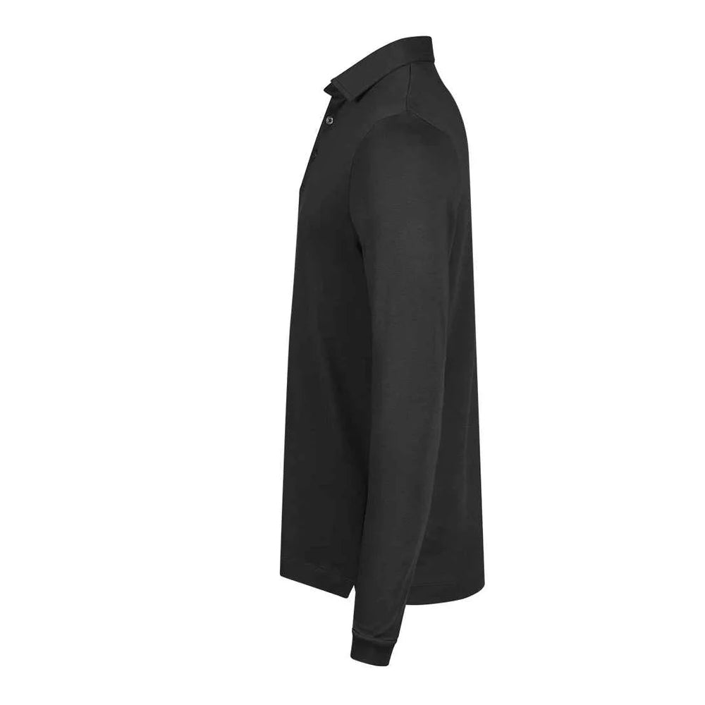 Black - Side - Tee Jays Mens Pima Cotton Long-Sleeved Polo Shirt