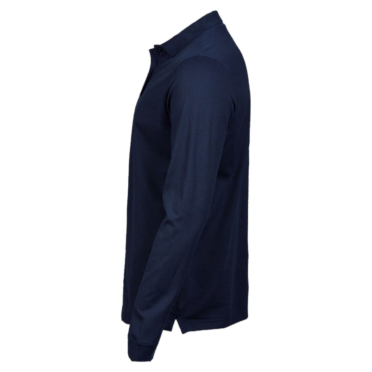 Navy - Side - Tee Jays Mens Pima Cotton Long-Sleeved Polo Shirt
