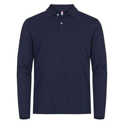 Dark Navy - Front - Clique Mens Premium Stretch Long-Sleeved Polo Shirt