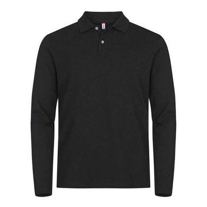 Black - Front - Clique Mens Premium Stretch Long-Sleeved Polo Shirt