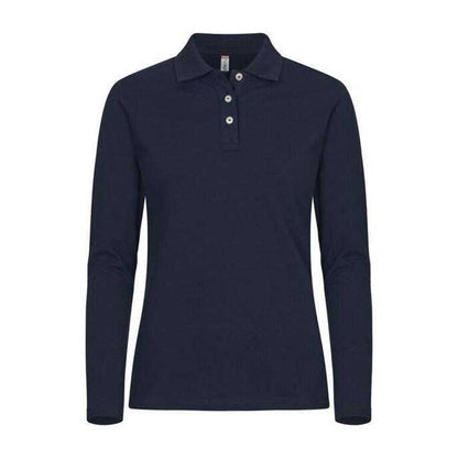 Dark Navy - Front - Clique Womens-Ladies Premium Stretch Long-Sleeved Polo Shirt