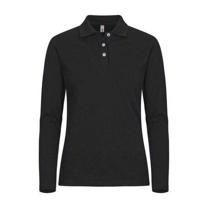 Black - Front - Clique Womens-Ladies Premium Stretch Long-Sleeved Polo Shirt