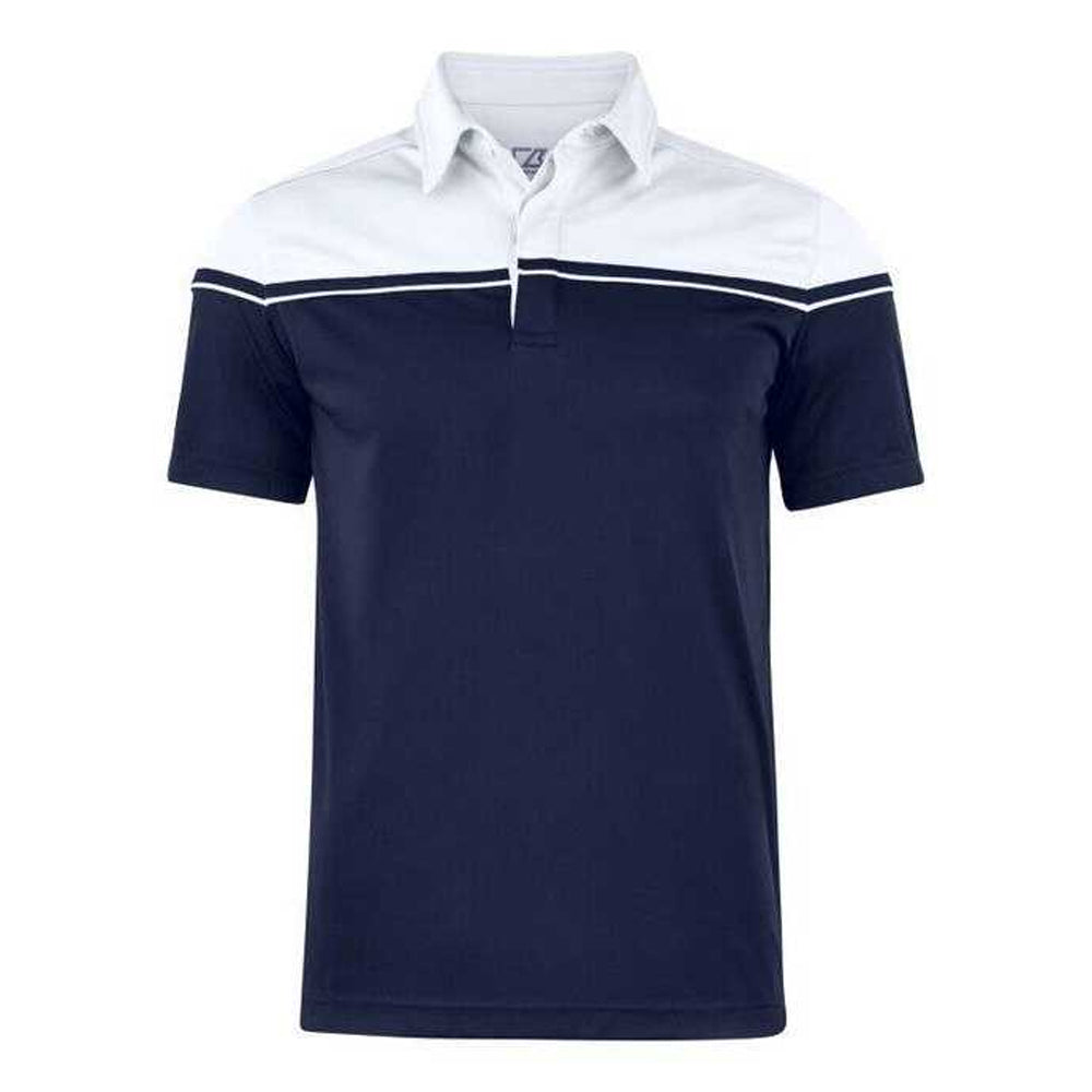 Dark Navy-White - Front - Cutter & Buck Mens Seabeck Colour Block Polo Shirt