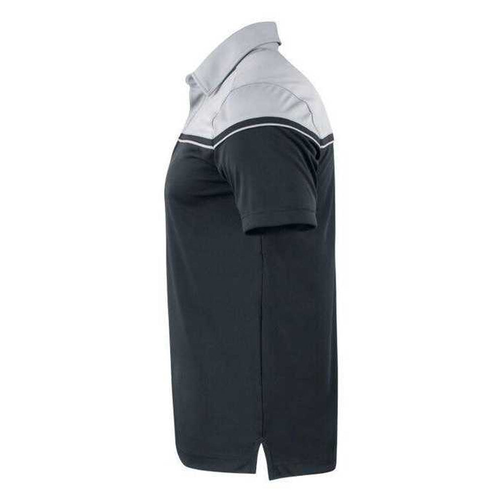 Black-Light Grey - Side - Cutter & Buck Mens Seabeck Colour Block Polo Shirt
