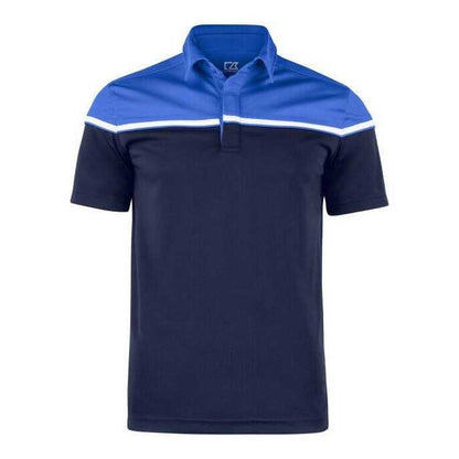 Dark Navy-Royal Blue - Front - Cutter & Buck Mens Seabeck Colour Block Polo Shirt