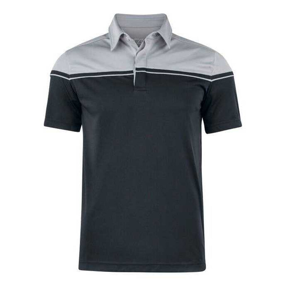 Black-Light Grey - Front - Cutter & Buck Mens Seabeck Colour Block Polo Shirt