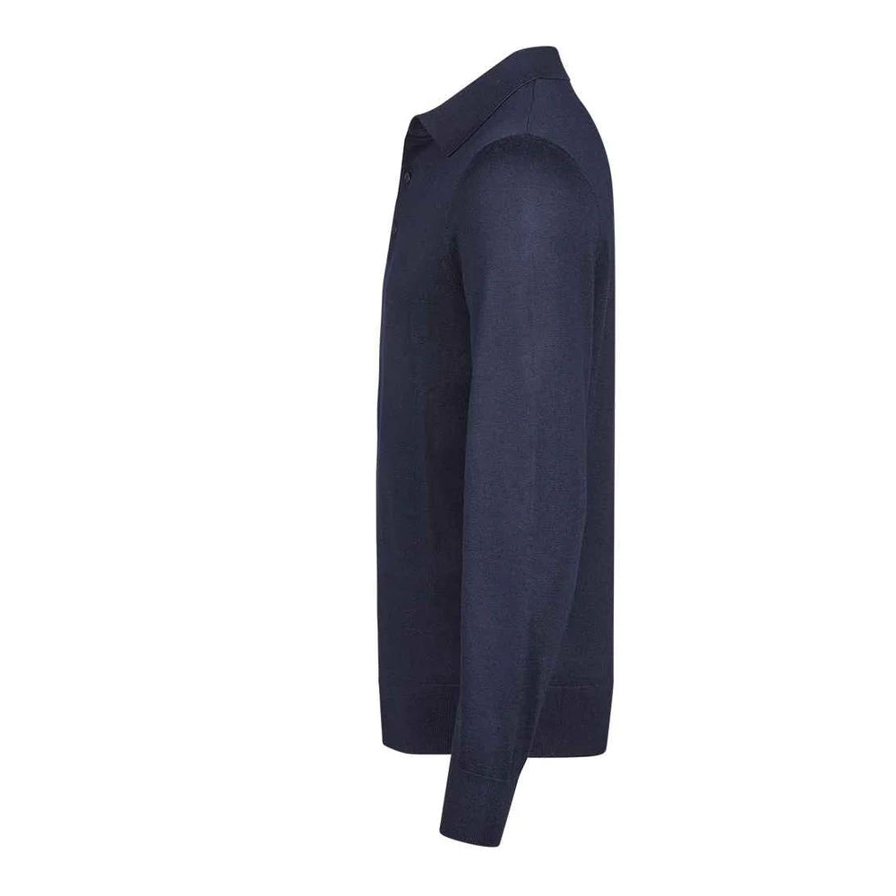 Navy - Side - Tee Jays Mens Long-Sleeved Polo Shirt