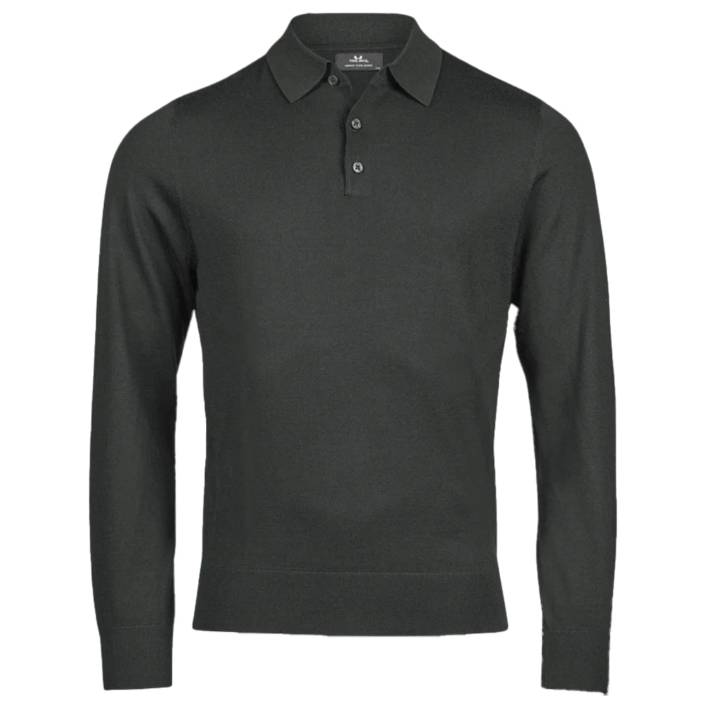 Pine - Front - Tee Jays Mens Long-Sleeved Polo Shirt