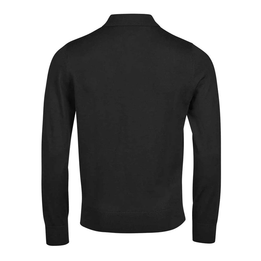 Black - Back - Tee Jays Mens Long-Sleeved Polo Shirt