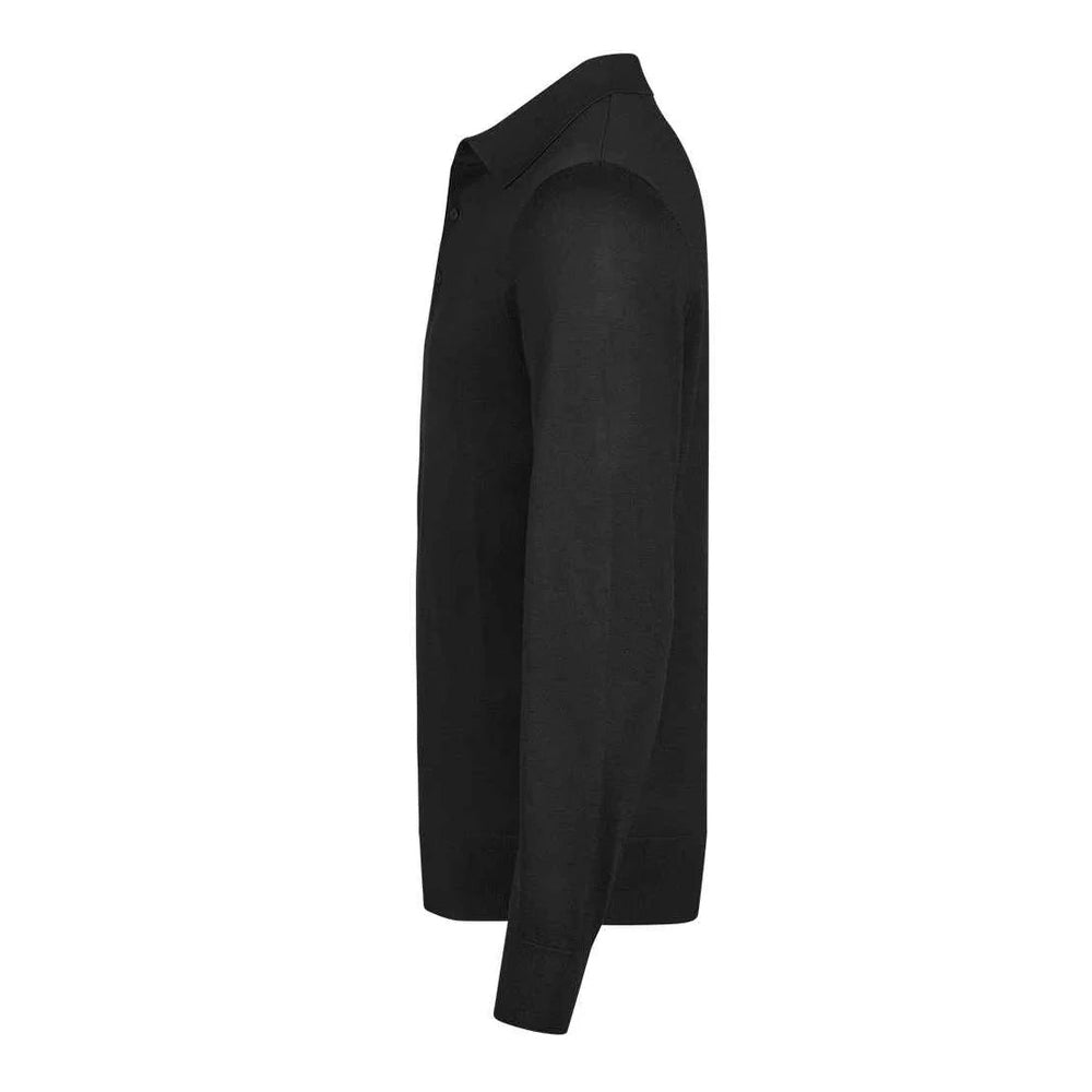 Black - Side - Tee Jays Mens Long-Sleeved Polo Shirt