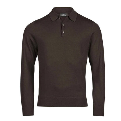 Mocha - Front - Tee Jays Mens Long-Sleeved Polo Shirt