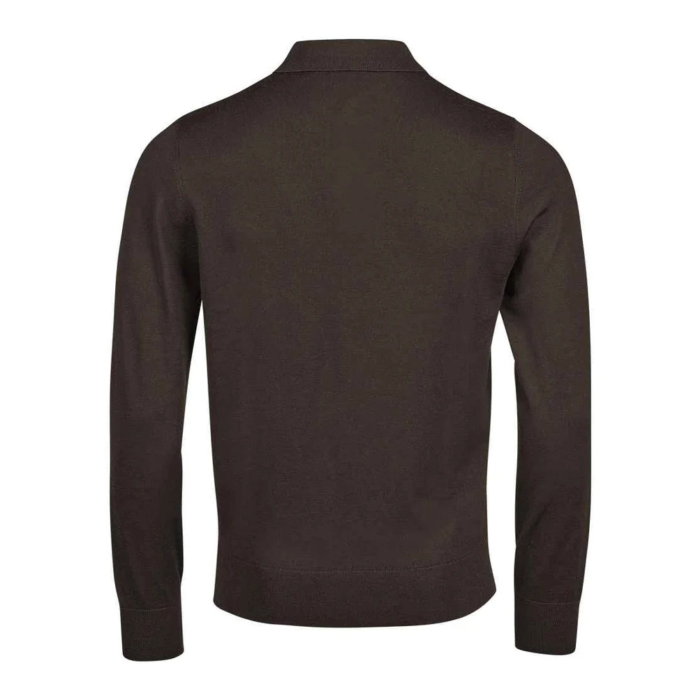 Mocha - Back - Tee Jays Mens Long-Sleeved Polo Shirt