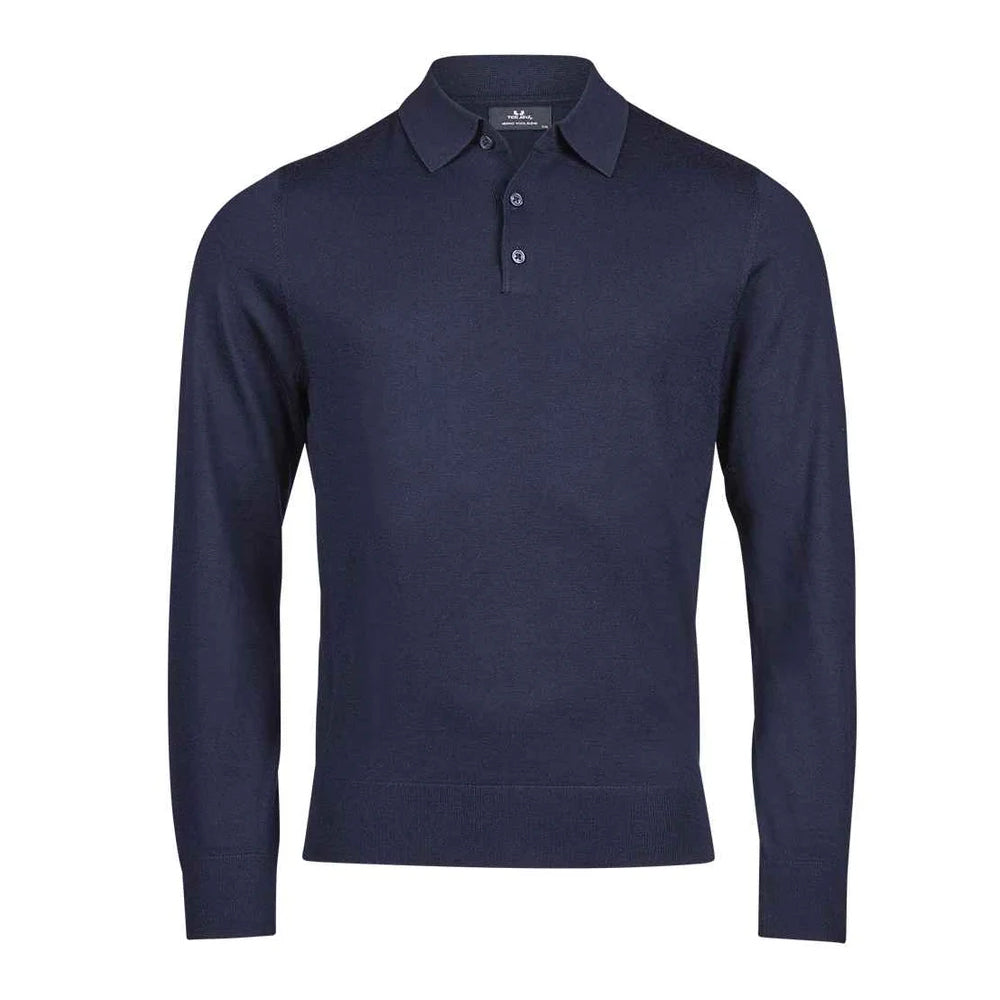 Navy - Front - Tee Jays Mens Long-Sleeved Polo Shirt