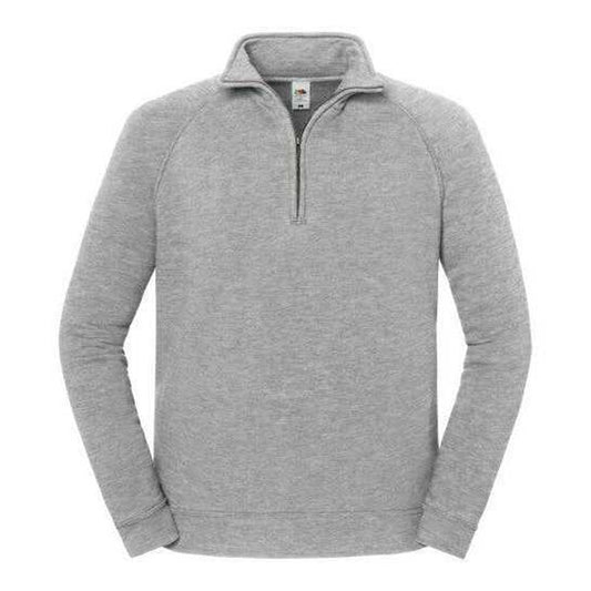 Athletic Heather - Front - Fruit of the Loom Mens Iconic Premium Heather Zip Neck Sweatshirt