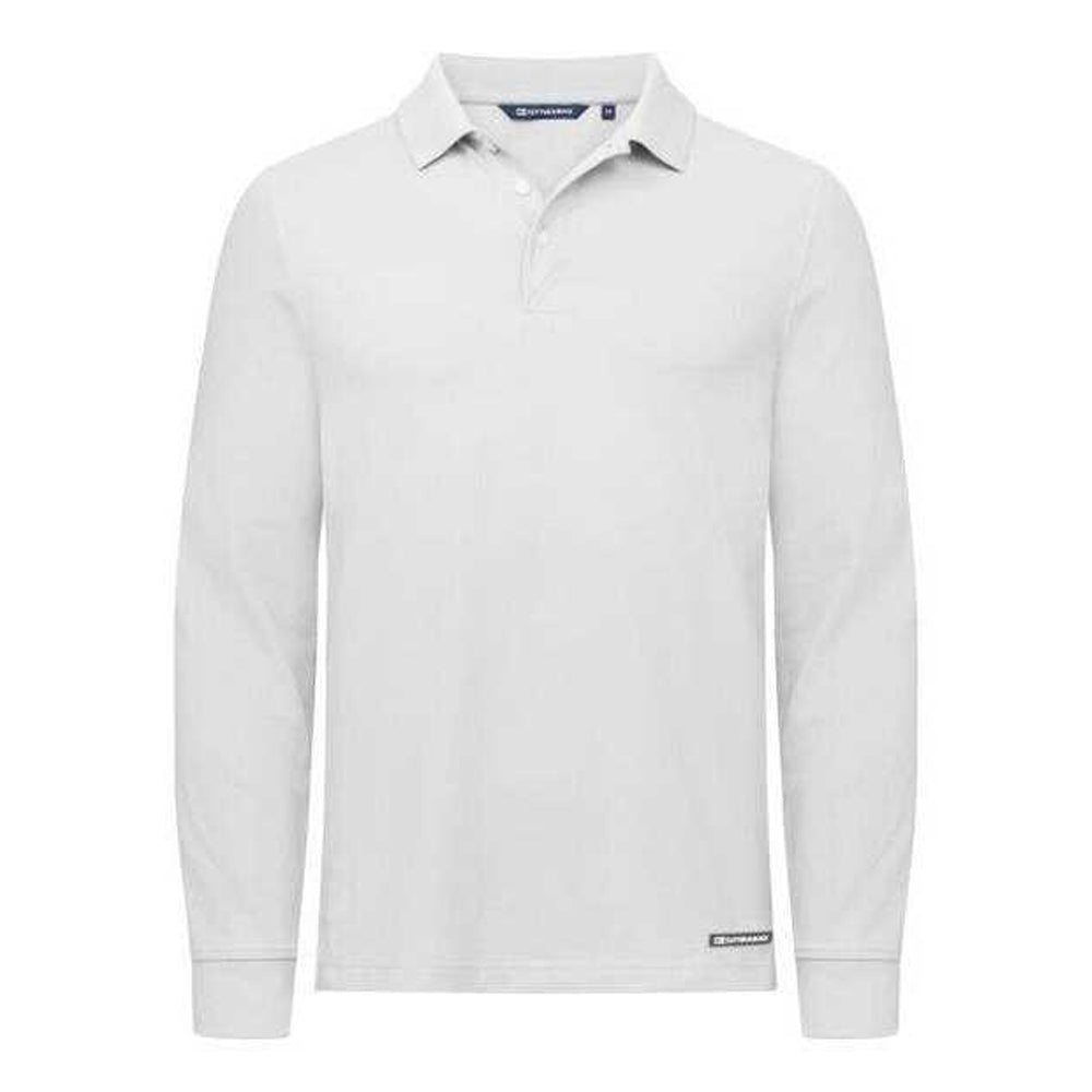 White - Front - Cutter & Buck Mens Advantage Long-Sleeved Polo Shirt
