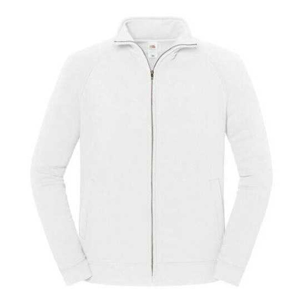 White - Front - Fruit of the Loom Mens Iconic Premium Classic Raglan Sweat Jacket