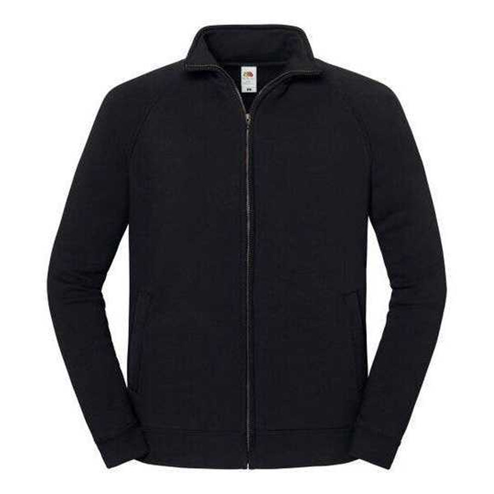 Black - Front - Fruit of the Loom Mens Iconic Premium Classic Raglan Sweat Jacket