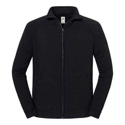 Black - Front - Fruit of the Loom Mens Iconic Premium Classic Raglan Sweat Jacket