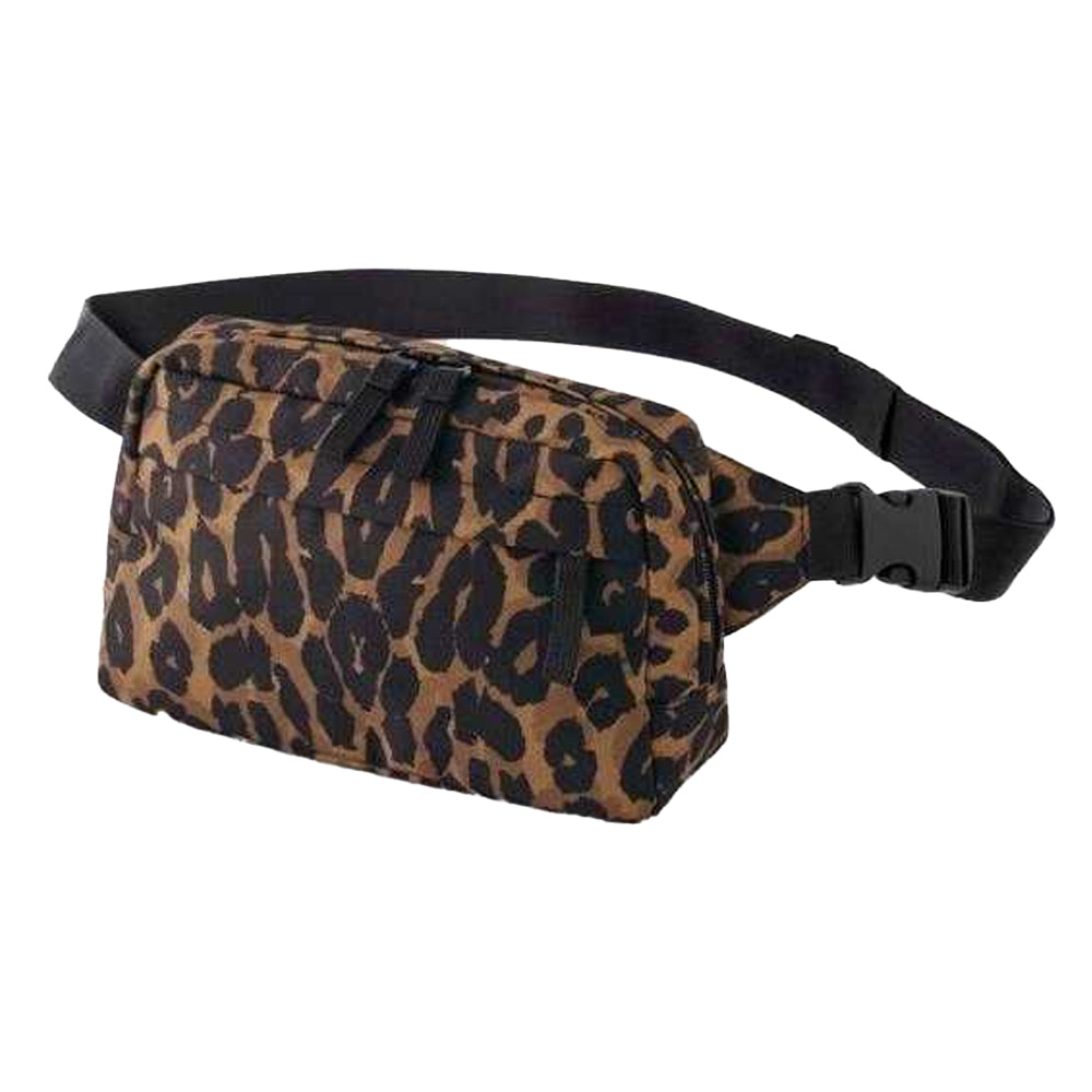Brown-Black - Lifestyle - Bagbase Leopard Print Crossbody Bag