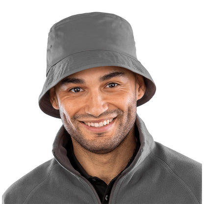 Grey - Back - Result Core Unisex Adult Bound Edge Recycled Bucket Hat