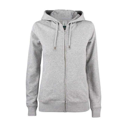 Grey Melange - Front - Clique Womens-Ladies Premium Organic Cotton Full Zip Hoodie