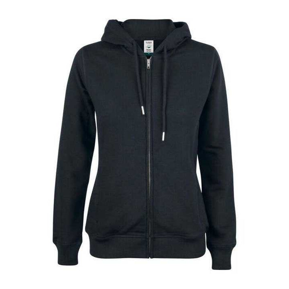 Black - Front - Clique Womens-Ladies Premium Organic Cotton Full Zip Hoodie