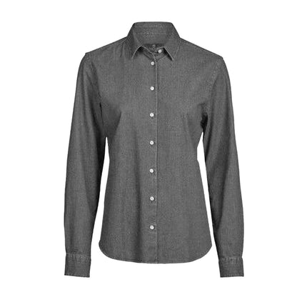 Black Denim - Front - Tee Jays Womens-Ladies Denim Shirt