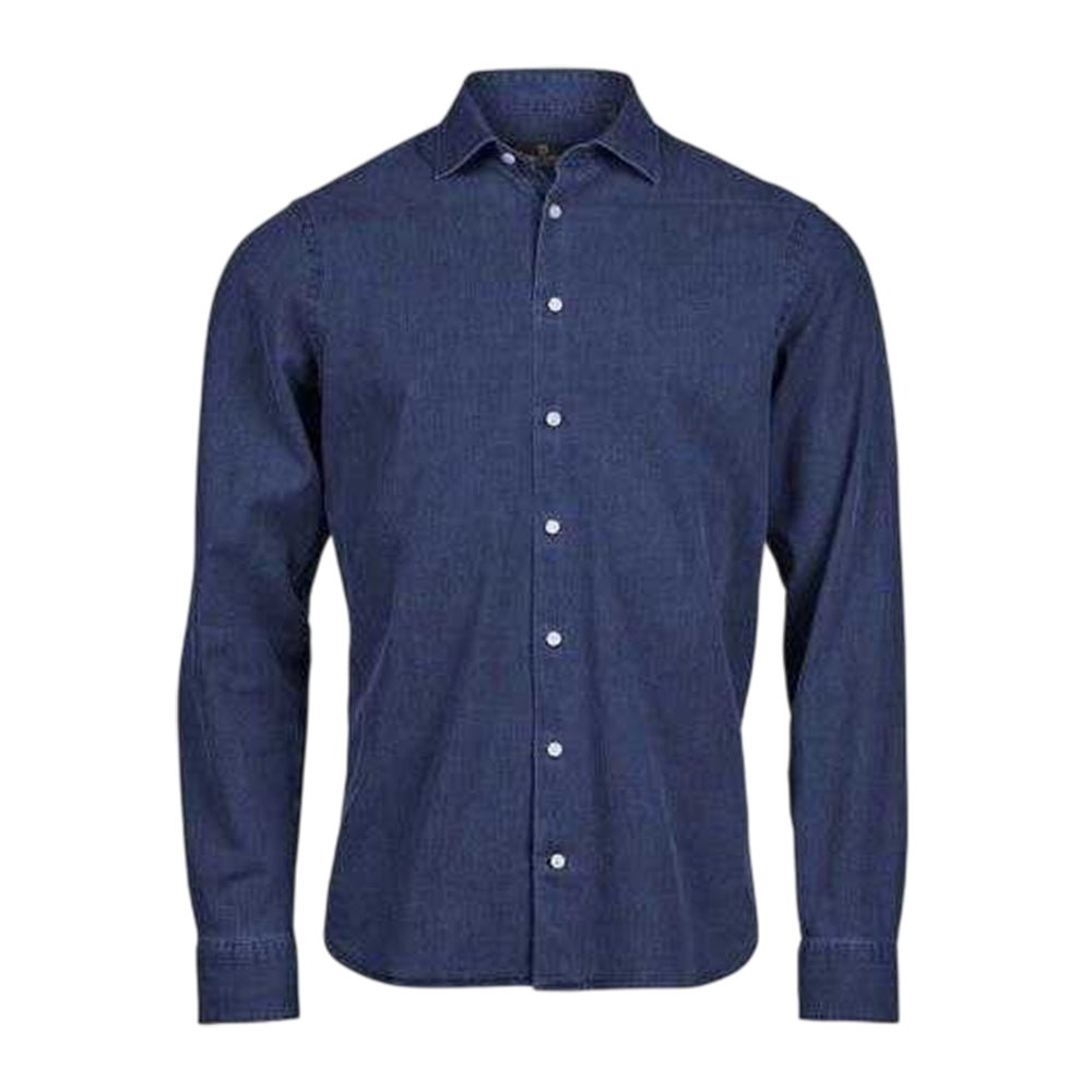 Blue Denim - Front - Tee Jays Mens Denim Shirt