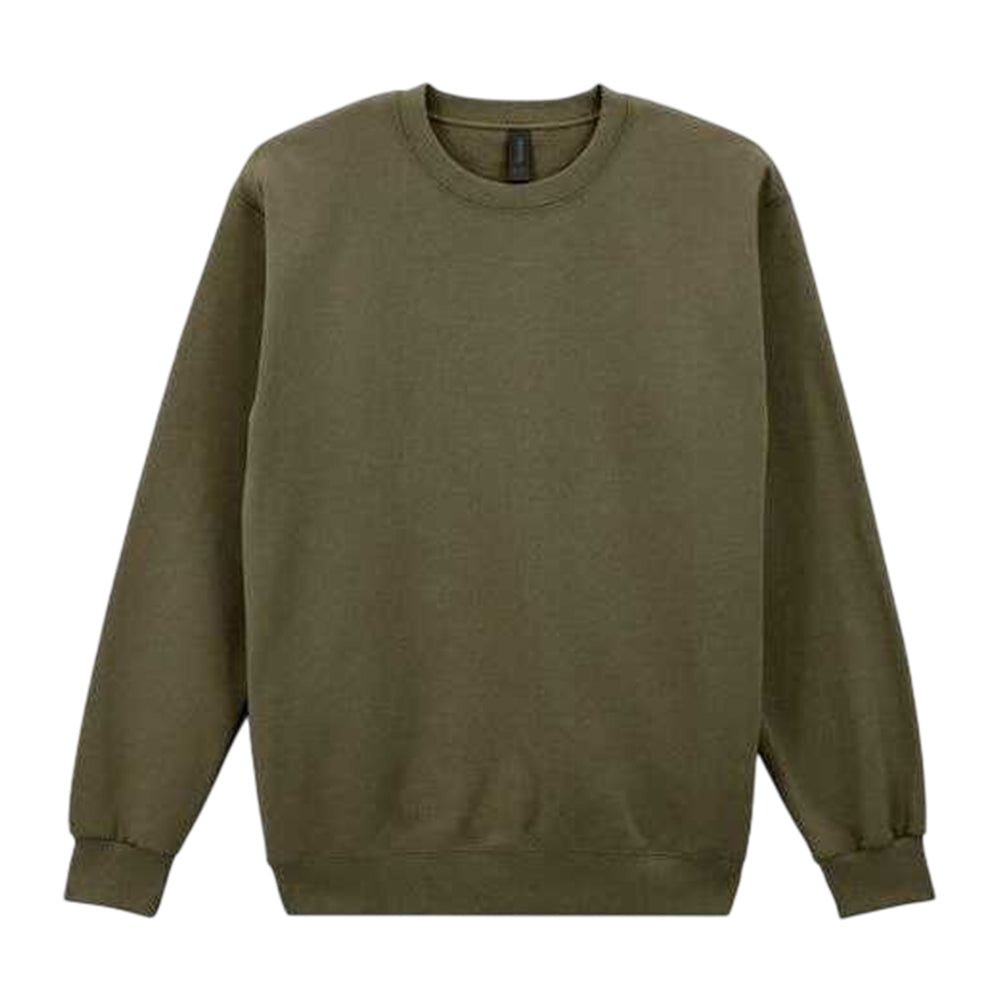 Olive - Front - Gildan Mens Hammer Maxweight Crew Neck Sweatshirt